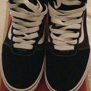 Mens 8.5 Black Suede Canvas Vans Ward Hi